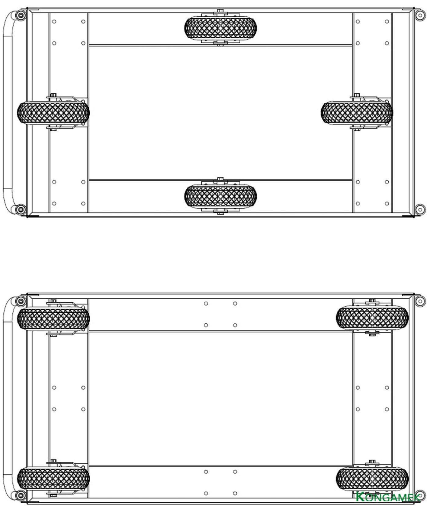 Duży wózek platformowy KM831 – 1550 x 760 x 1050 mm